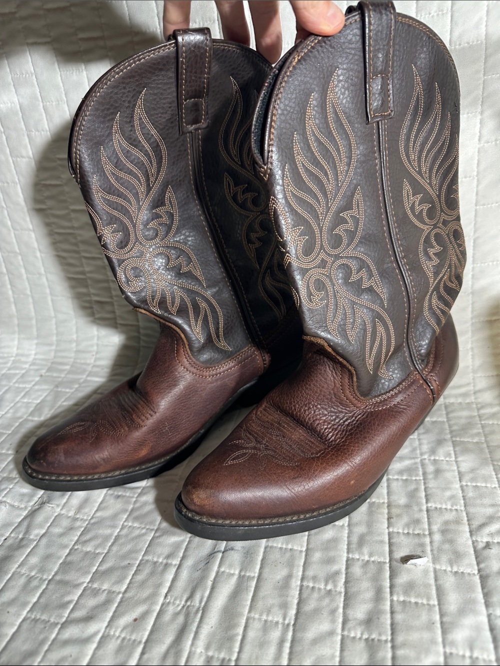 Laredo Lea Vamp Fox Brown Two-Tone Embroidered Western Boots